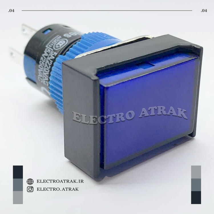 کلید چراغدار مستطیل آبی 5 پایه