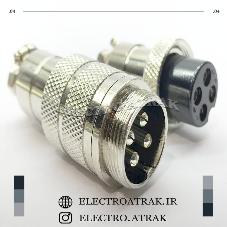 کانکتور نظامی 4 پین قطر 18 میلی متر