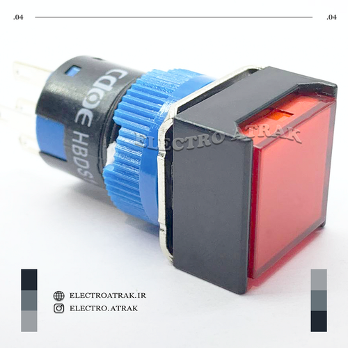کلید چراغدار مربع قرمز 5 پایه