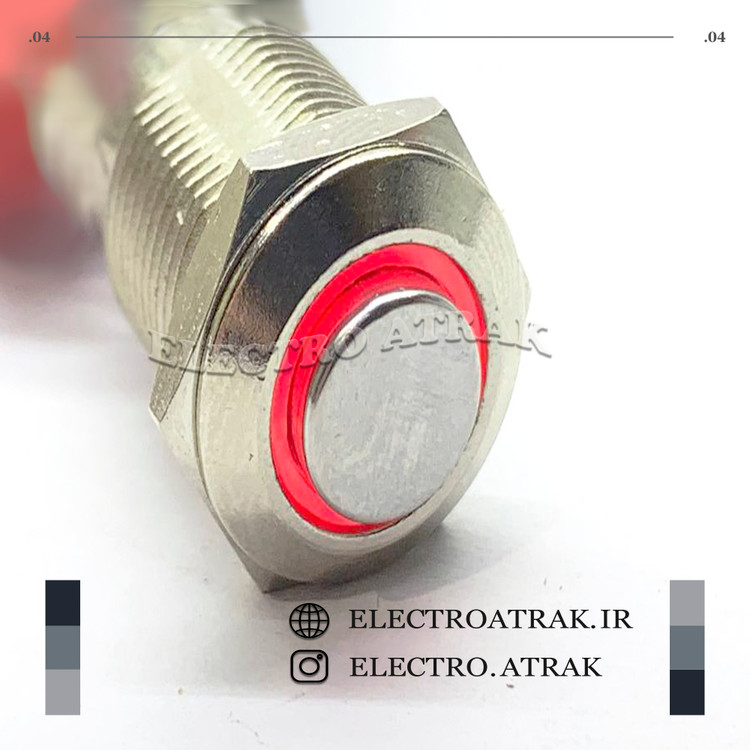 شاسی چراغدار برجسته قرمز قطر 12 میلیمتر