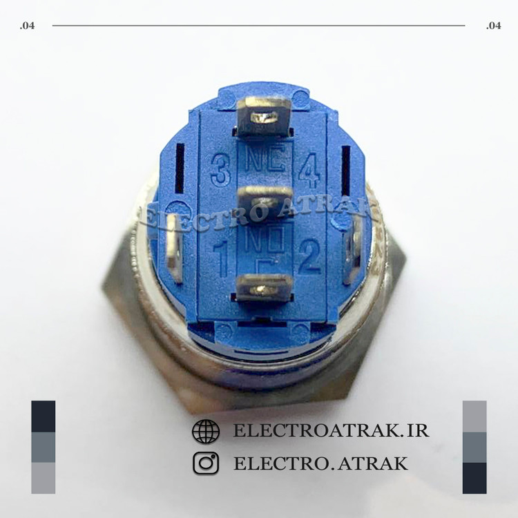 نمای پشت کلید چراغدار استیل پاوری 16 میلیمتر