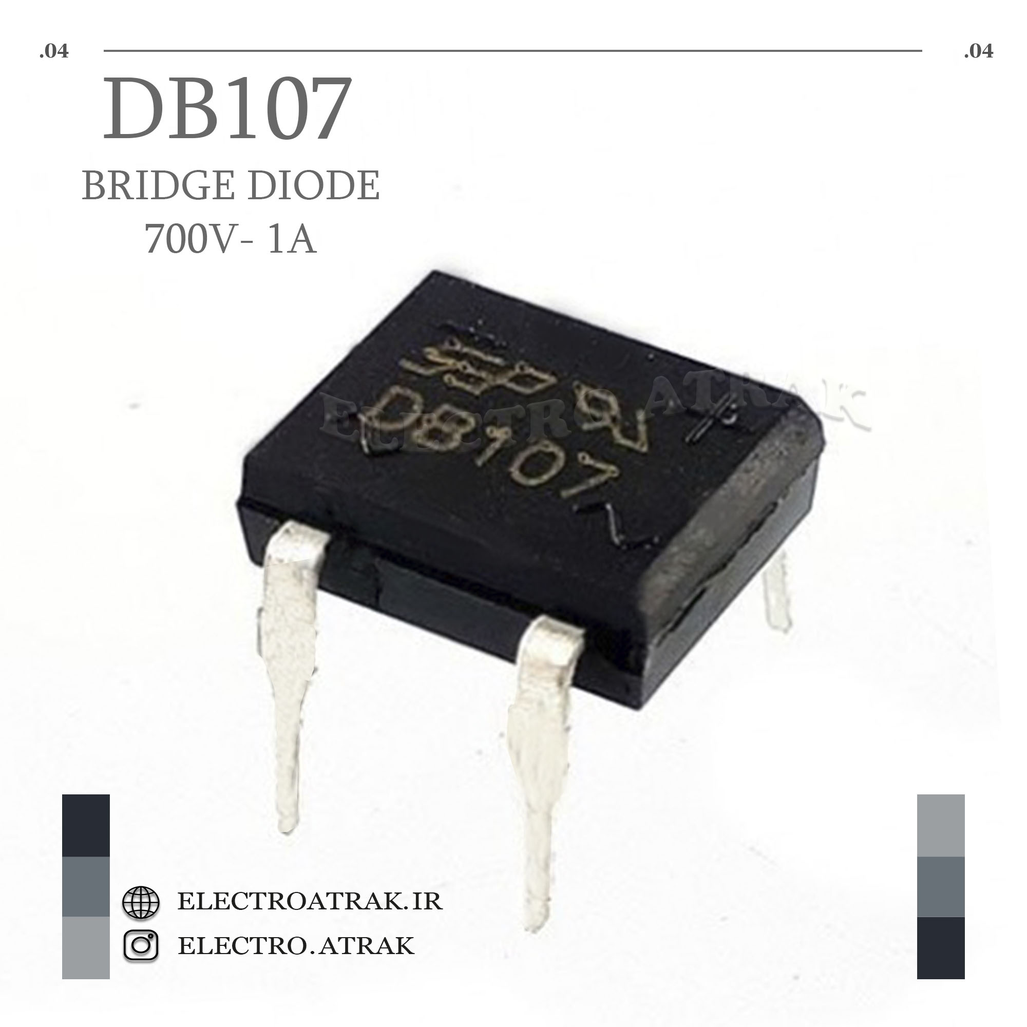 پل دیود اورجینال DIP DB107 طرح آیسی 700V-1A