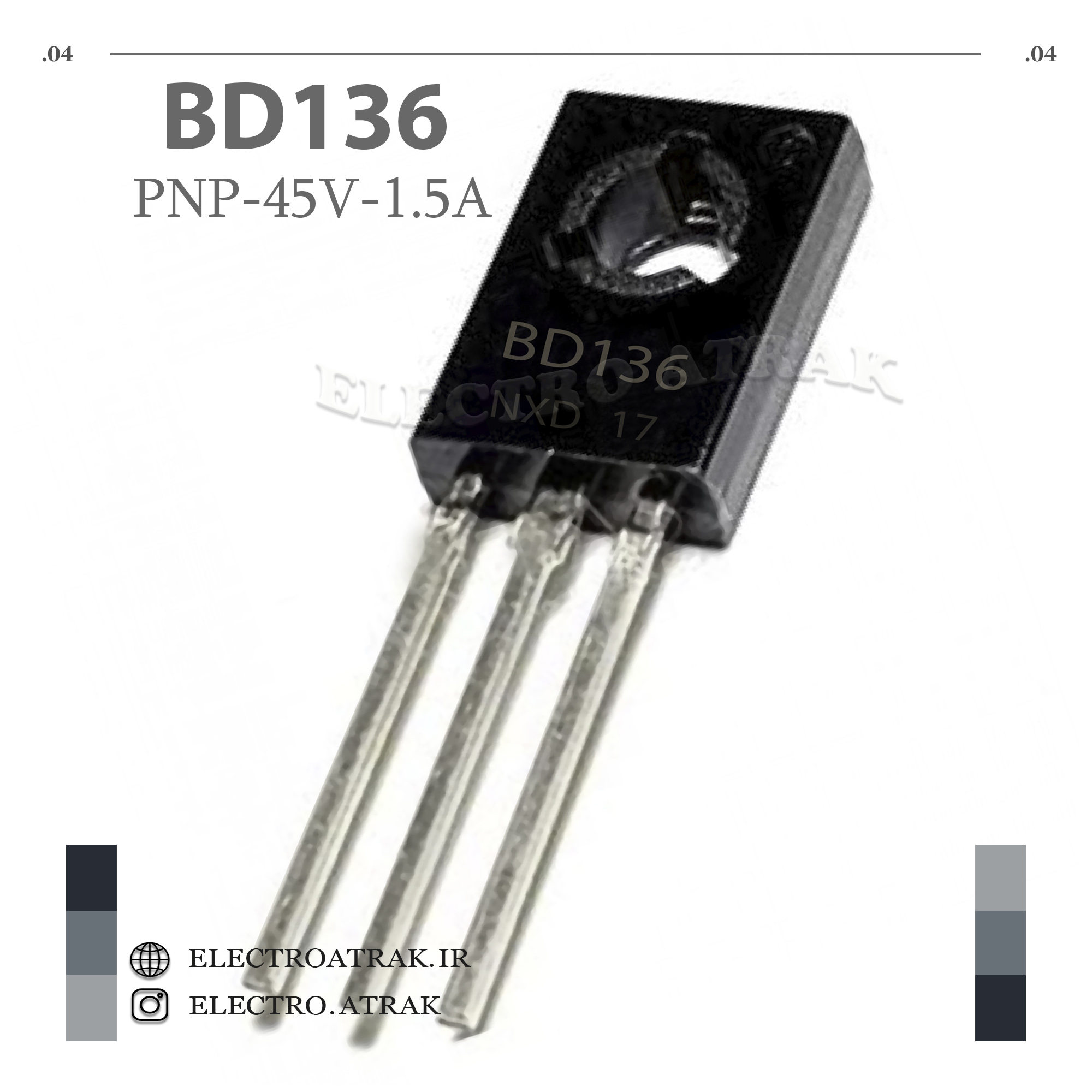 ترانزیستور BD136 نوع PNP پکیج TO-126