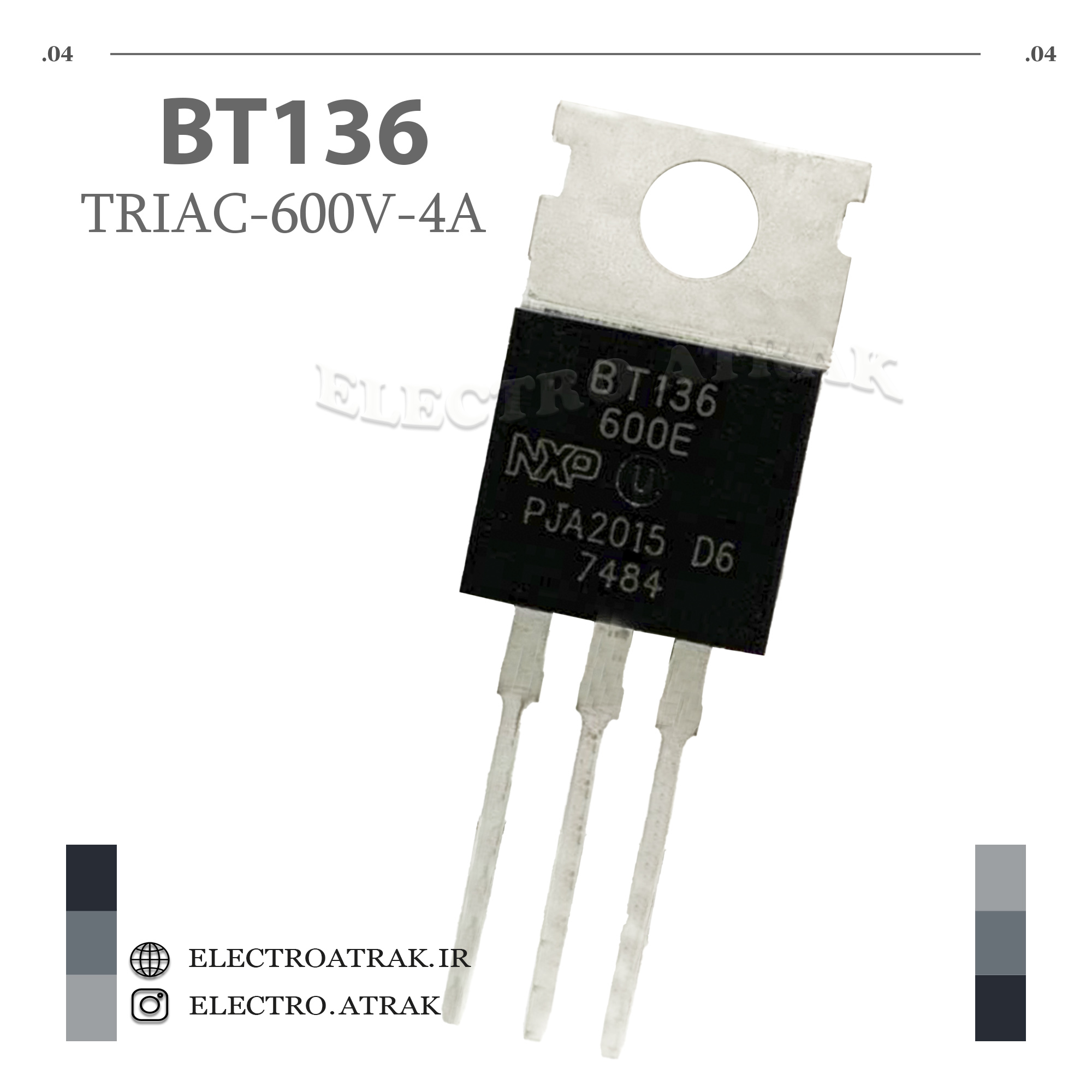 ترایاک BT136 پکیج TO-220 ORIGINAL