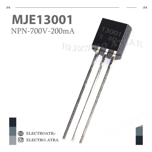 ترانزیستور MJE13001 نوع NPN 700 ولت 300 میلی آمپر الکترونیک اترک