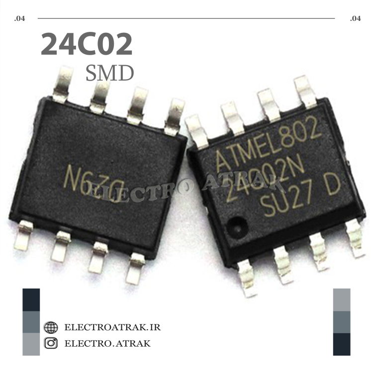 تراشه حافظه آیسی 24C02 SMD اس ام دی
