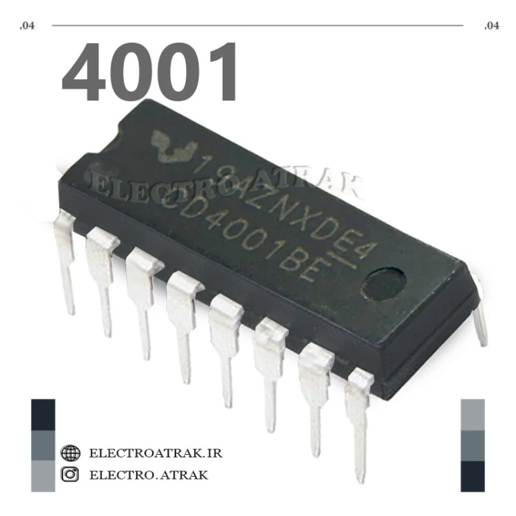 تراشه آیسی CD4001 دیپ DIP 16 پین