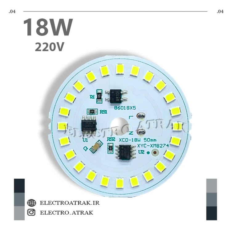 ال ای دی 18 وات سفید 220 ولت DOB قطر 50 میلیمتر