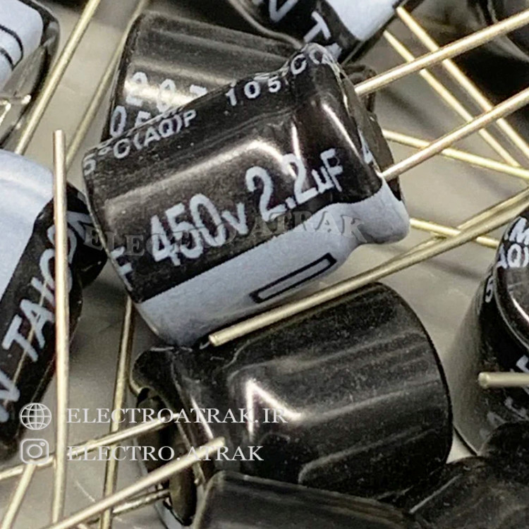 خازن الکترولیت 2.2 میکروفاراد 450 ولت مشکی تایکون