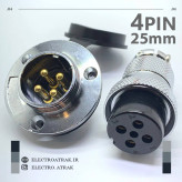 کانکتور استیل 4 پین 25mm | IP69K | تحمل 20A/پین | مقاوم در محیطهای خورنده