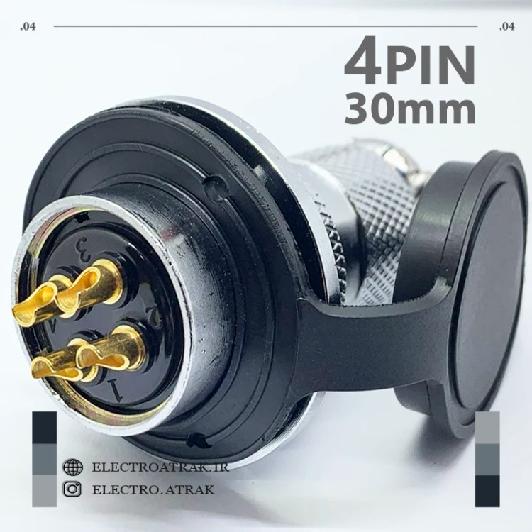 کانکتور صنعتی استیل 4 پین قطر 30 میلیمتر