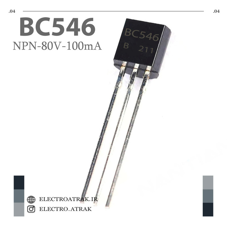 ترانزیستور BC546 توع NPN پکیج TO-92