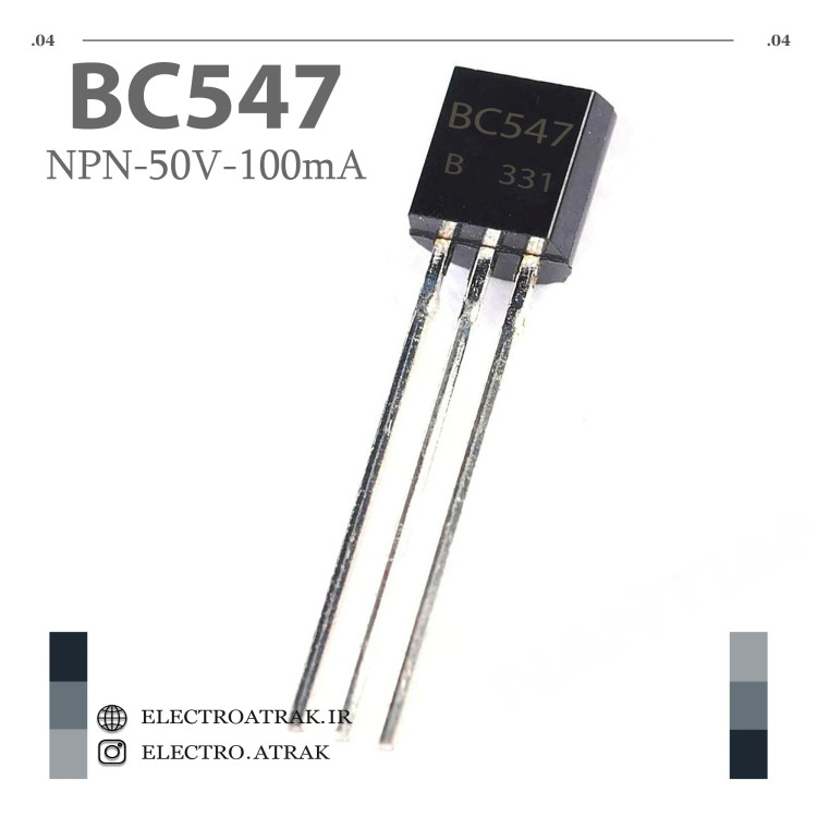 ترانزیستور BC547 نوع NPN پکیج TO-92