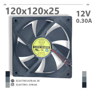 فن 12 ولت 0.3 آمپر 12*12*2.5 سانتی متر بلبرینگ GLOBE FAN