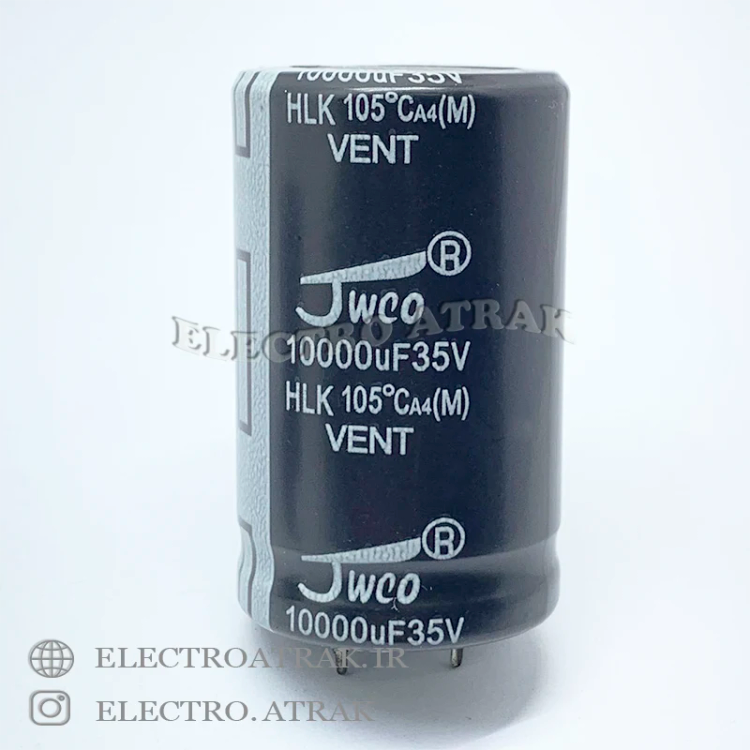 خازن الکترولیت 10000 میکروفاراد 35 ولت برند jwco