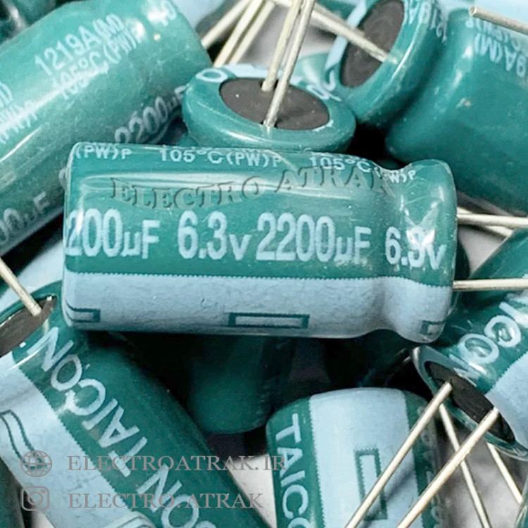 خازن الکترولیت 2200 میکروفاراد 6.3 ولت برند jwco