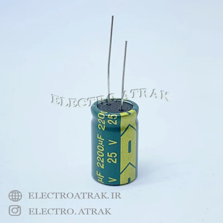 خازن الکترولیت 2200 میکروفاراد 25 ولت برند jwco