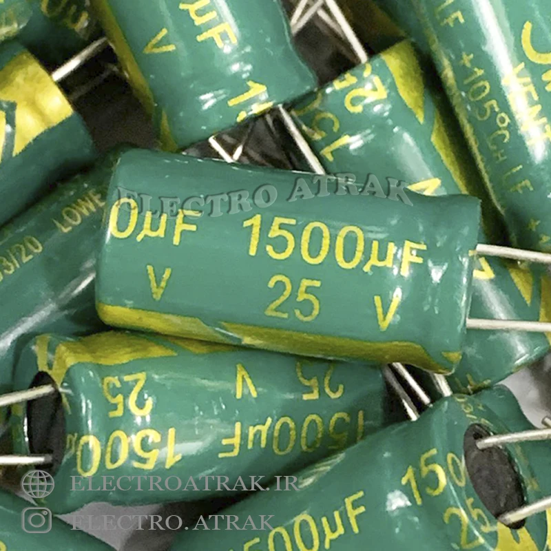 خازن الکترولیت 1500 میکروفاراد 25 ولت برند jwco