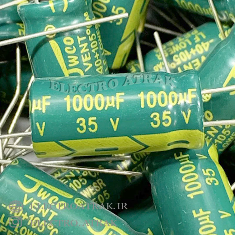 خازن الکترولیت 1000 میکروفاراد 35 ولت برند jwco
