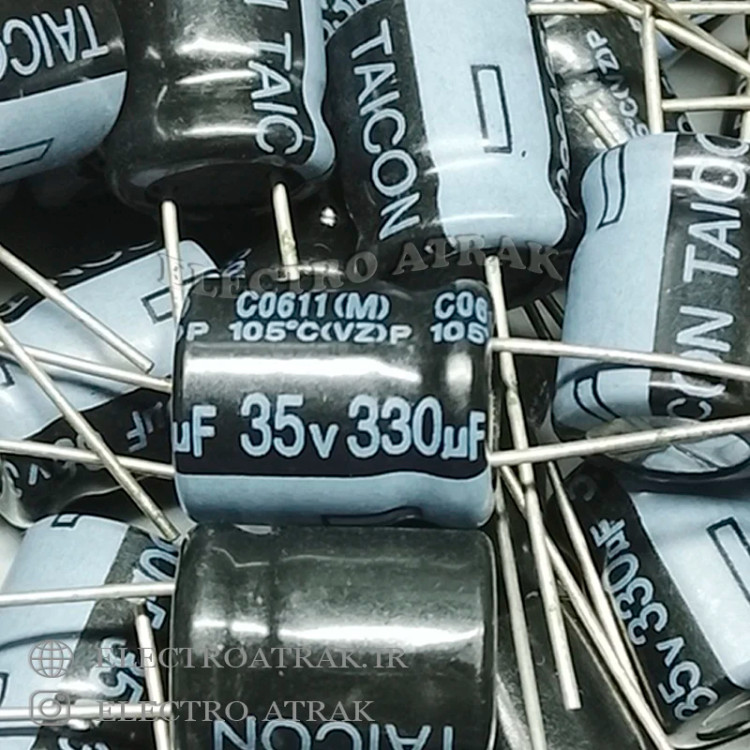 خازن الکترولیت 330 میکروفاراد 35 ولت برند JWCO