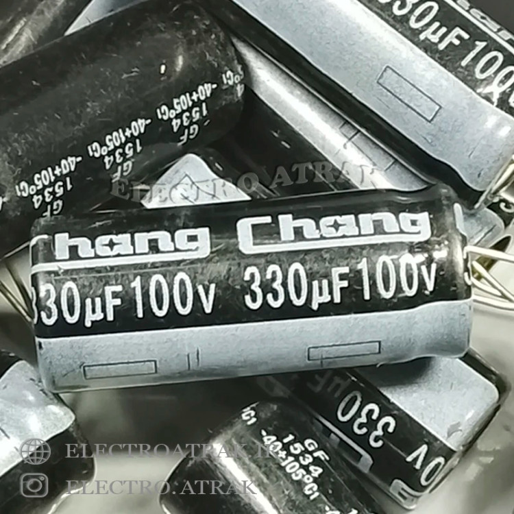 خازن الکترولیت 330 میکروفاراد 100 ولت برند JWCO