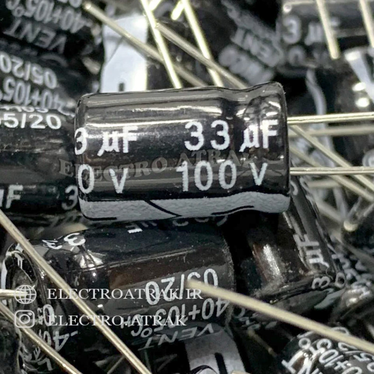 خازن الکترولیت 33 میکروفاراد 100 ولت
