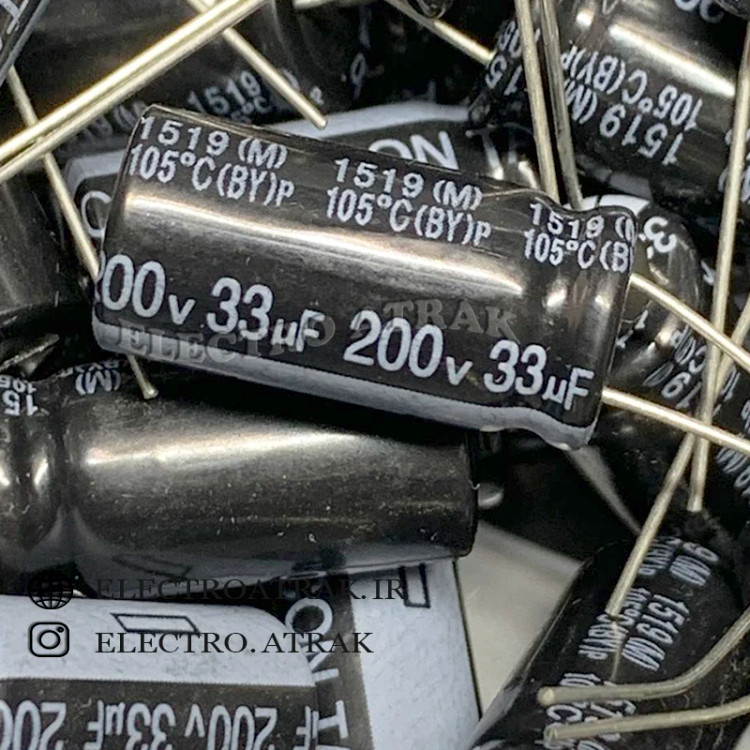 خازن الکترولیت 33 میکروفاراد 200 ولت