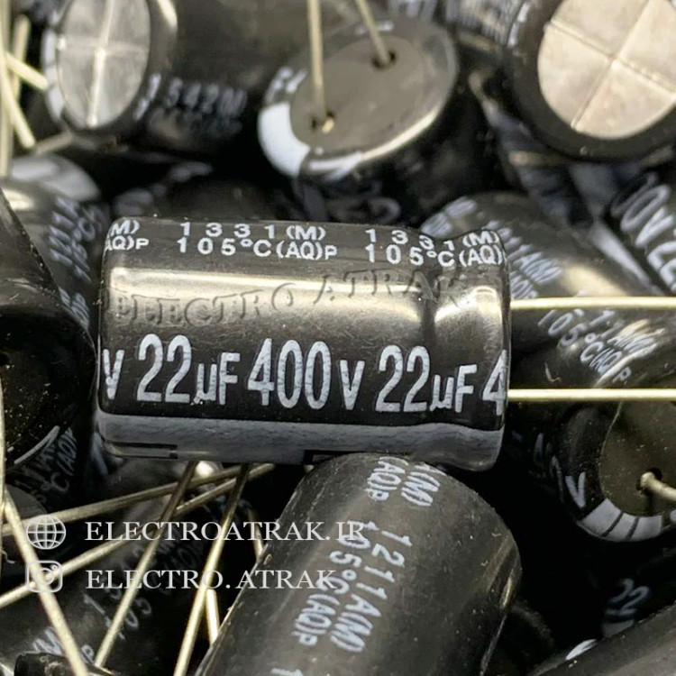 خازن الکترولیت 22 میکروفاراد 400 ولت