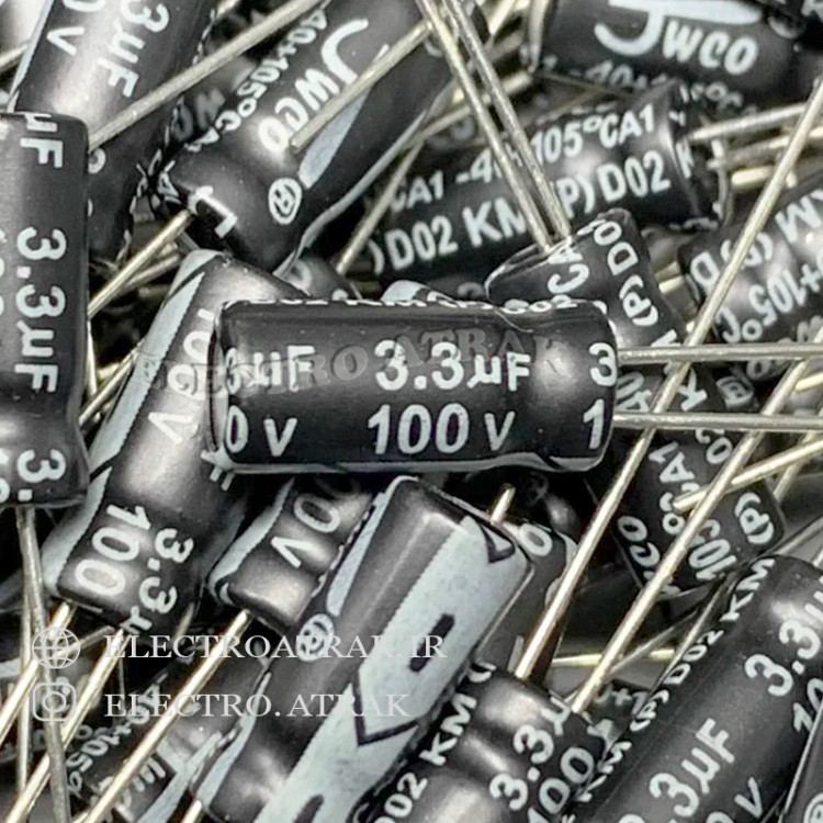 خازن الکترولیت 3.3 میکروفاراد 100 ولت