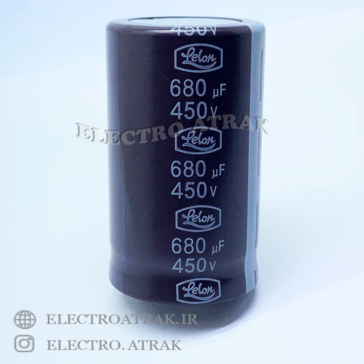 خازن الکترولیت 680 میکروفاراد 450 ولت تایوانی lelon