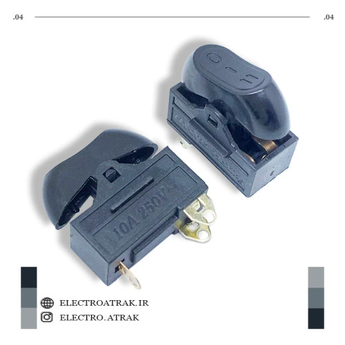 کلید سشوار 3 پایه قرمز 250 ولت 10 آمپر مشکی