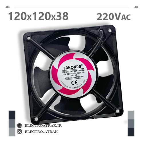 فن 110 ولتی سانوندا 12*12*3.8سانتی متر آمپر 0.23 برند SANONDA