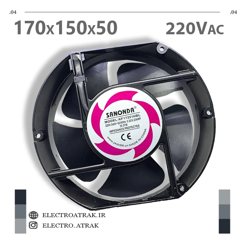 فن 220 ولتی سانوندا 12*12*3.8سانتی متر آمپر 0.23 برند SANONDA
