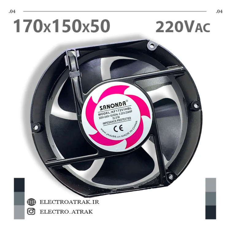 فن 220 ولتی سانوندا 12*12*3.8سانتی متر آمپر 0.23 برند SANONDA