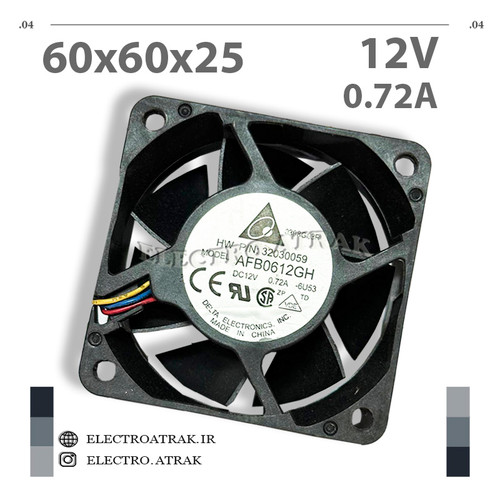 فن 12 ولت 0.72 آمپر 60*60*25 میلی متر