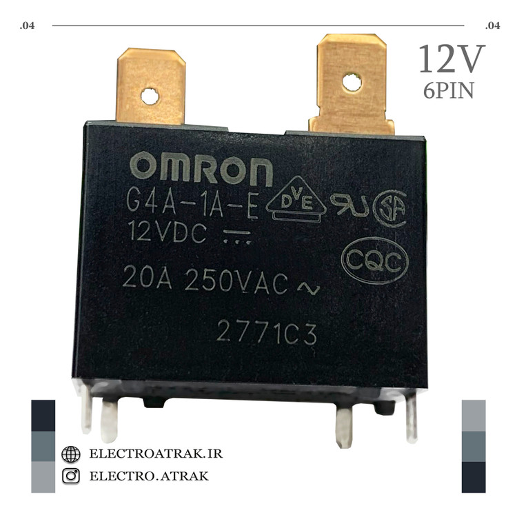 رله 12 ولت تک کنتاکت شاخکی آمپر 6 پایه G4A-1A-E