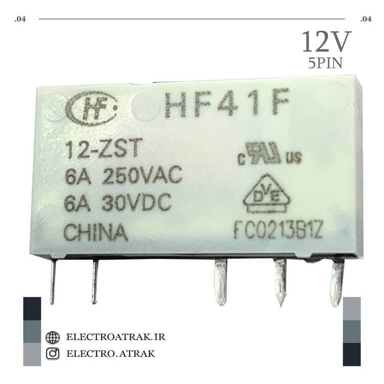 رله 12 ولت تک کنتاکت SSR - 6A برند HF کد 12-ZST