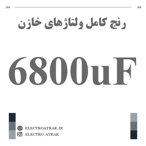 خازن الکترولیت 6800 میکروفاراد (تمام ولتاژها)