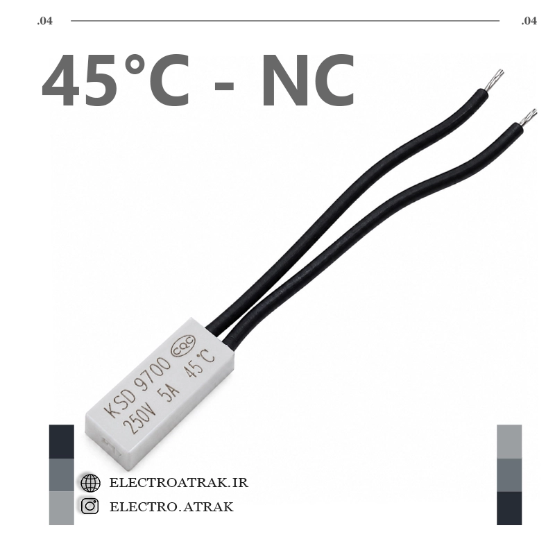 ترموسوییچ سیم دار سرامیکی 5 آمپر NC (اتصال باز)