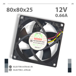 فن 12 ولت 0.66 آمپر 8*8*2.5 سانتی متر بلبرینگی 3 سیم برند Protechnic
