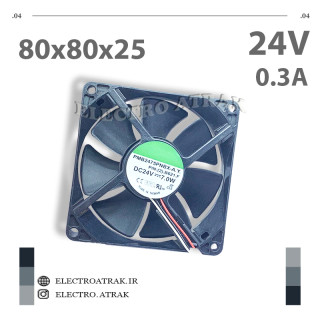 فن 24 ولت 0.3 آمپر 8*8*2.5 سانتی متر بلبرینگی 3 سیم برند SUNON