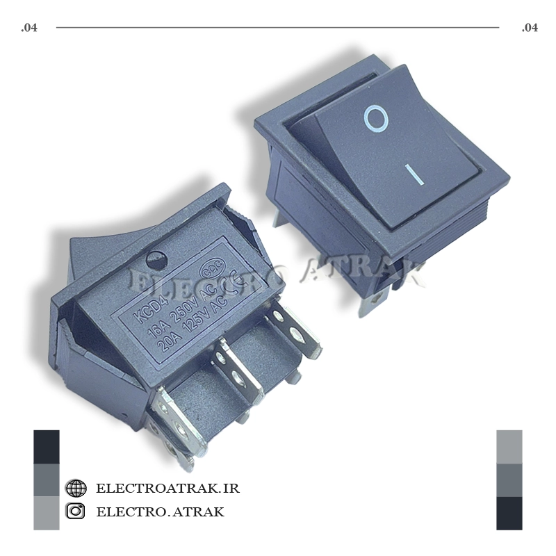 کلید راکر بزرگ دو حالته KCD4-202 6PIN