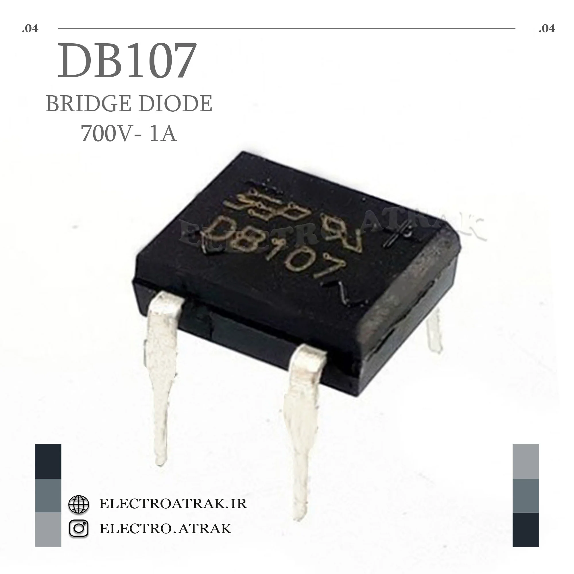 پل دیود اورجینال DB107 طرح آیسی 700V-1A