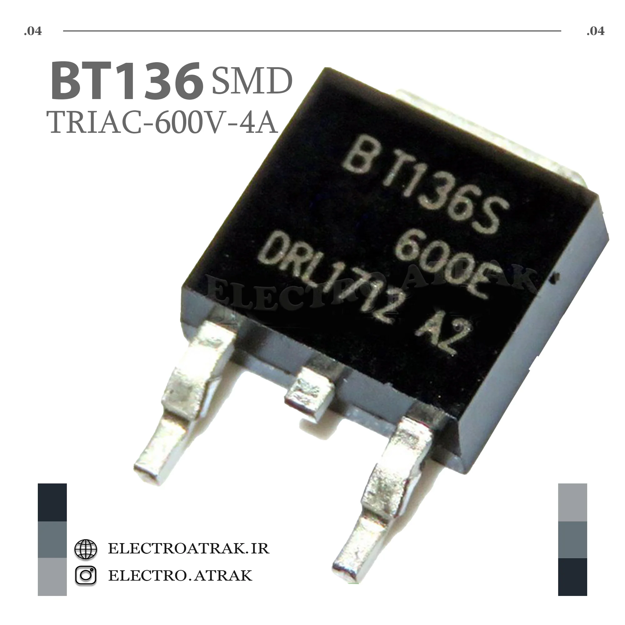 ترایاک BT136 پکیج TO-220 ORIGINAL